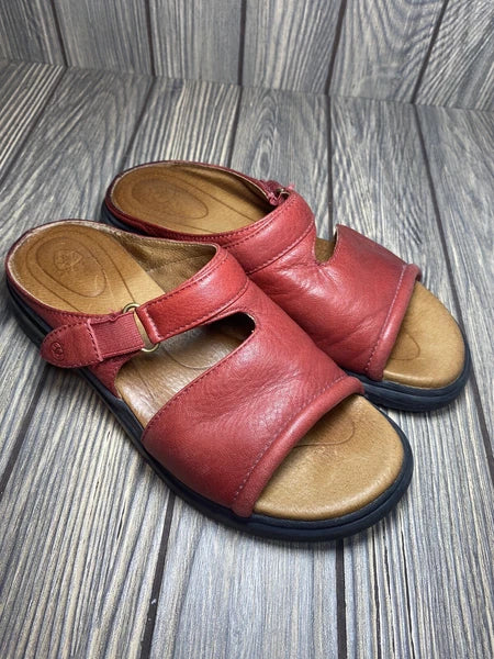 ARIAT Women’s Sandals Size:6.5B Style# 94160 Red Leather Open Toe Slides Sandals