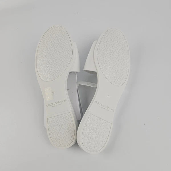 DOLCE&GABBANA Bianca White Slide Sandals New