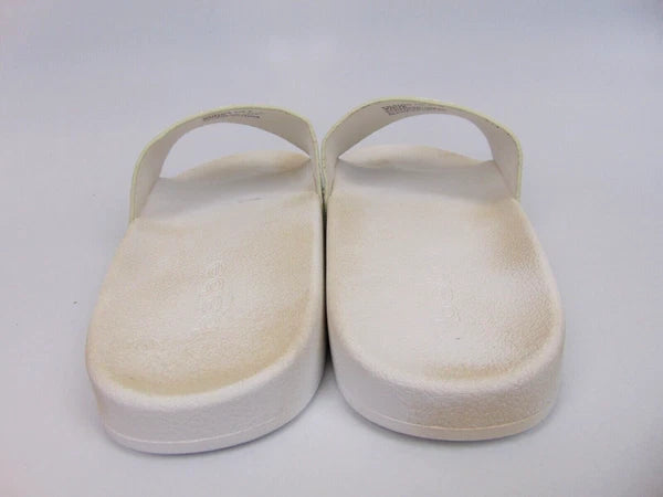 Bebe Women's Fraida Glitter Slide Fashion Sandals Flats Size 8.0 M, White Glitte