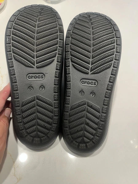 Crocs Unisex Classic Two-Strap Slide Sandals Black Women 7 Mens 5 Black Outdooor