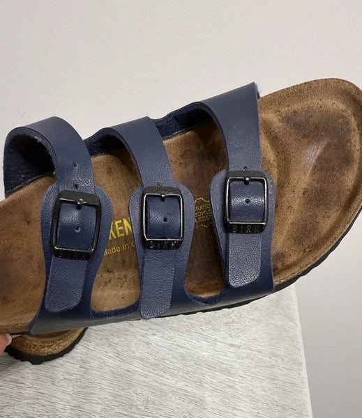 Birkenstock FLORIDA 3 Multi-strap Sandal BLUE Soft Footbed NWOT Size 38 W7 M5