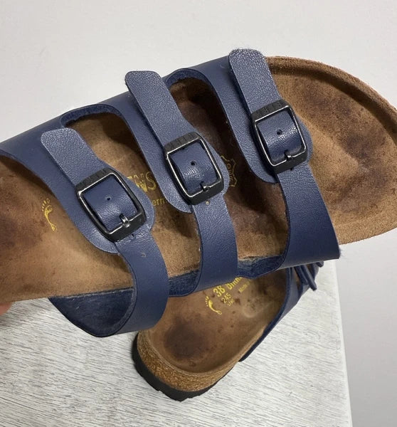Birkenstock FLORIDA 3 Multi-strap Sandal BLUE Soft Footbed NWOT Size 38 W7 M5