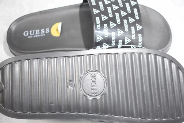 Guess Black Logo Slide Sandals, Size 8, Comfortable Slip-On Style
