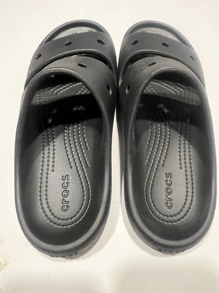 Crocs Unisex Classic Two-Strap Slide Sandals Black Women 7 Mens 5 Black Outdooor