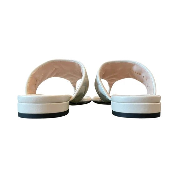 Gucci GG Marmont Matelasse Leather Flip Flop Sandals Cream White Sz 37.5 US 7.5