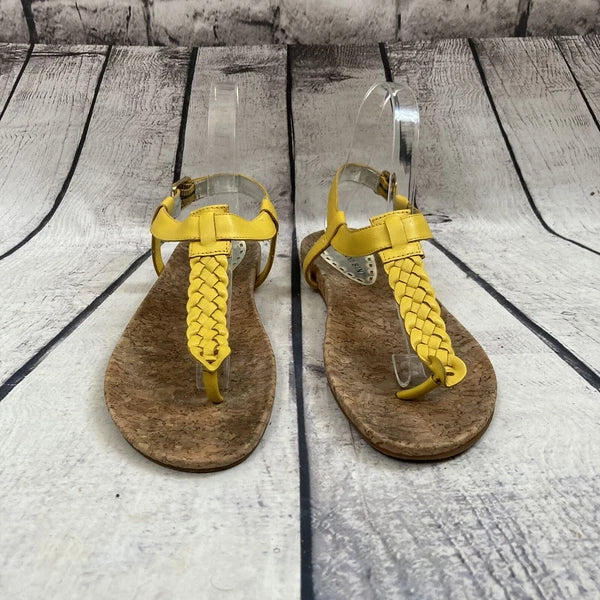 GIANNI BINI Sandal Womens 8 Windsor731 Empre Braided Leather Yellow Thong Flat