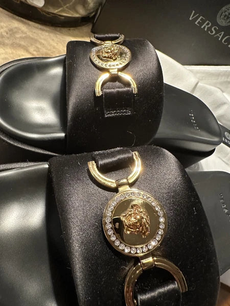Black VERSACE MEDUSA '95 BIGGIE Platform Slide Sandal Sz 9 SOLD OUT EXCELLENT
