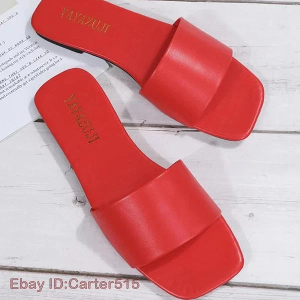 Fashion Single Band Slide Sandals Slipper Summer New Sandy Beach Flat Shoes