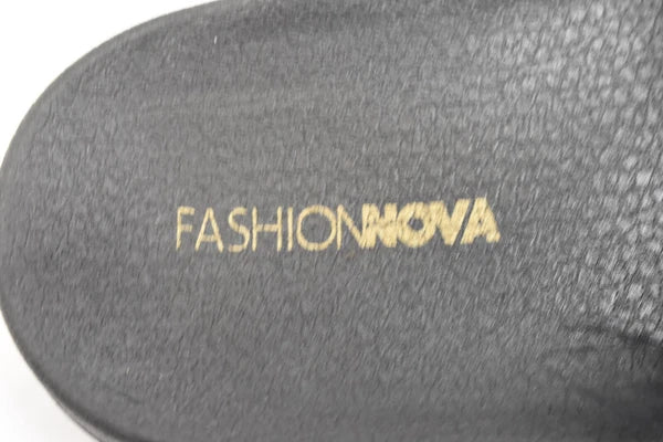 Fashion Nova Moira Black Feather Boa Slides Sandals Slippers Open Toe Size 8