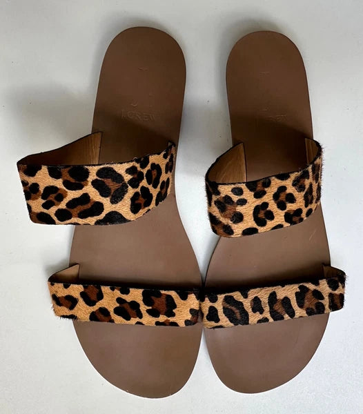 J. By J Crew Factory Leopard Print Calf Hair Slides Style L1080 Size 9 -W35