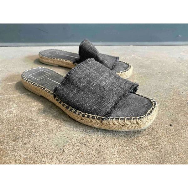 Dolce Vita Espadrille Slides Frayed Denim Slip On Sandals Casual Shoes 7.5