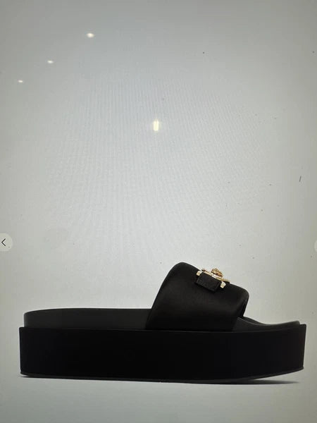 Black VERSACE MEDUSA '95 BIGGIE Platform Slide Sandal Sz 9 SOLD OUT EXCELLENT