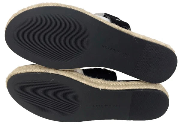 H By Halston Women's Savannah Slip On Slide Sandals W/Toe Ring Black Size:9