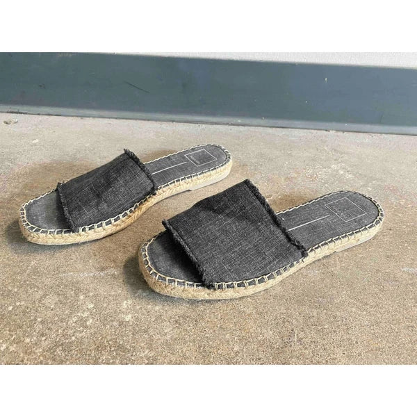 Dolce Vita Espadrille Slides Frayed Denim Slip On Sandals Casual Shoes 7.5
