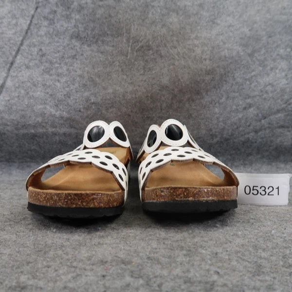 BioNatura Shoes Womens 39 Wedge Sandal Slides Fashion Comfort Double Strap White