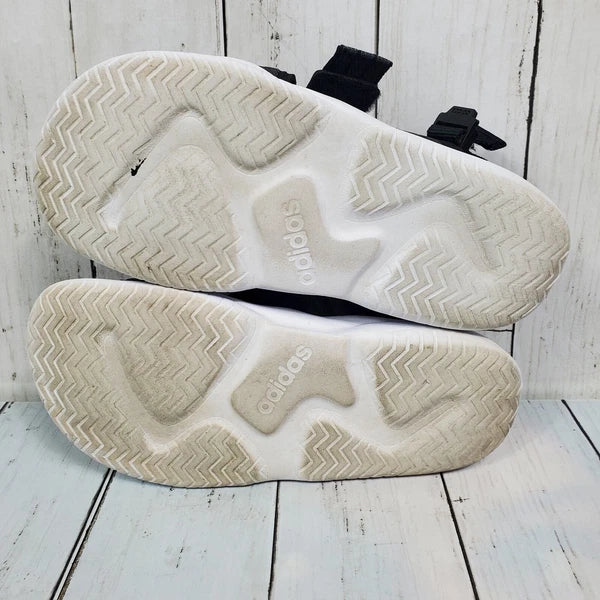 Adidas 90s Style Sandal Slides Women's Size 7 Black White Comfy Straps Stretch