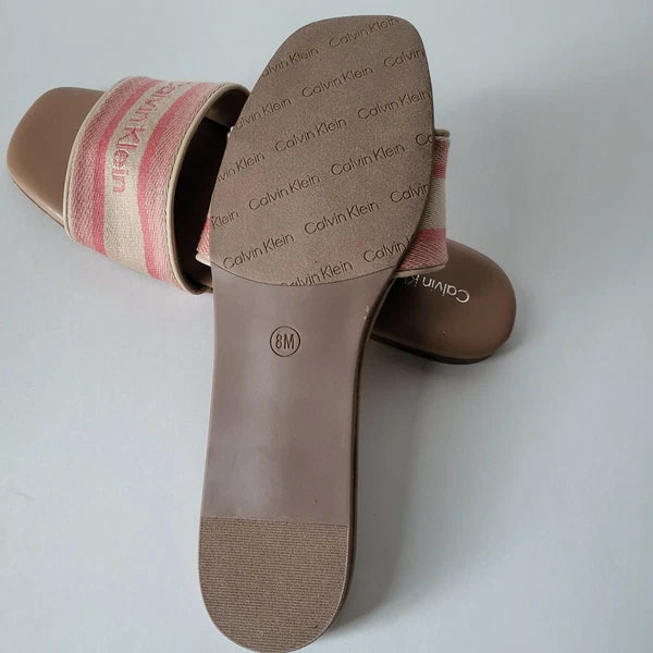 Calvin Klein womens sandals Signature logo Slides Size 8 Pink