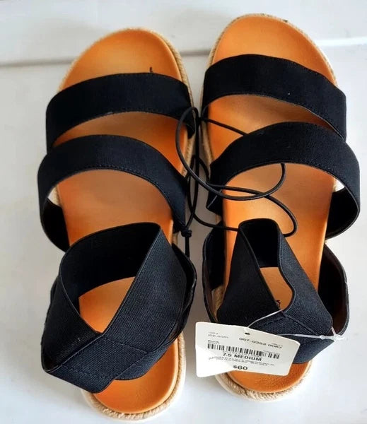 a.n.a Foster Strap Slide.Women's Sandals, Black / Tan, SZ 7.5 M NWB