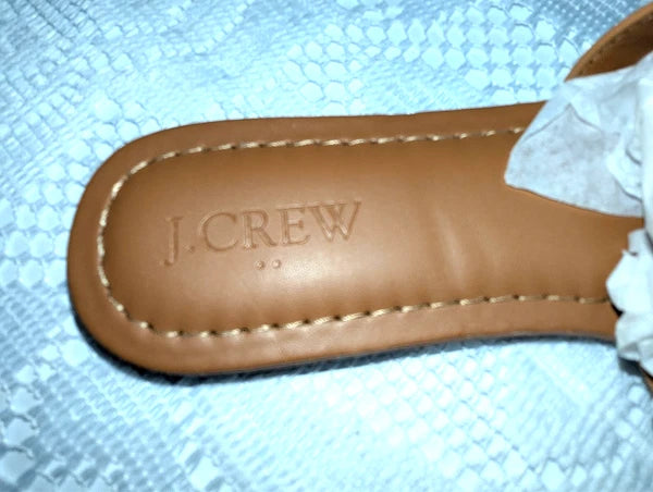 J.Crew Womens Brown Tan Leopard Print Calf-Hair Beachside Slide Sandals Size 6M
