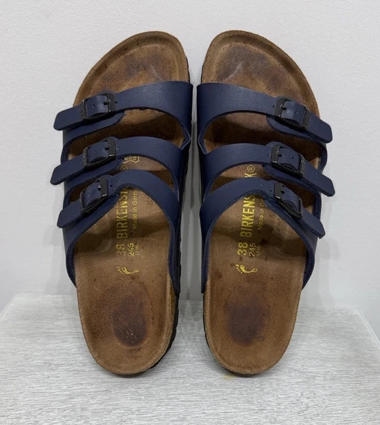 Birkenstock FLORIDA 3 Multi-strap Sandal BLUE Soft Footbed NWOT Size 38 W7 M5
