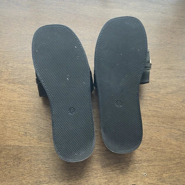 H2K Chain 9 Black Fashion Comfort Soft Slides Flip Flops Sandals Open Toe New