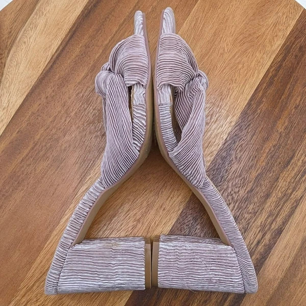Lulus Asher Sandals 9 Mauve Pink Purple Textured Fabric Slide Knotted High Heel