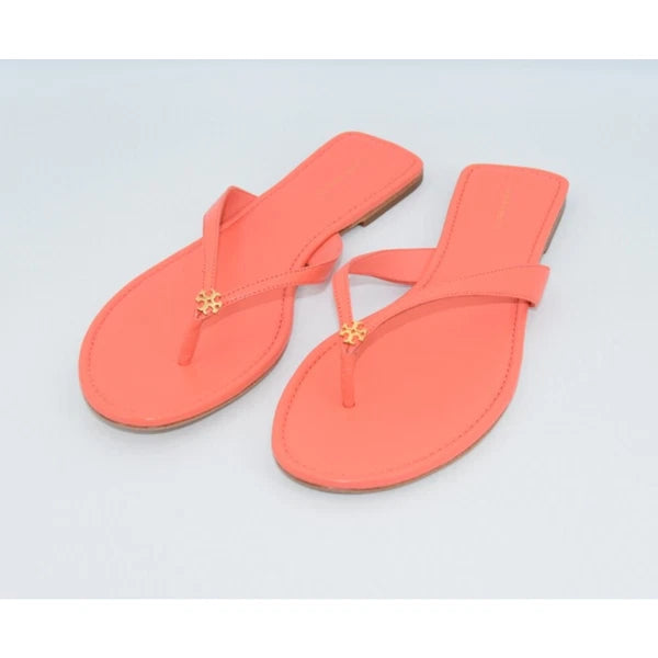Tory Burch Leather Capri Medallion Classic Thong Flip Flop Sandals Size 9.5M