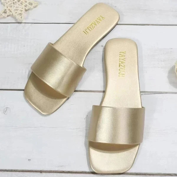 Fashion Single Band Slide Sandals Slipper Summer New Sandy Beach Flat Shoes