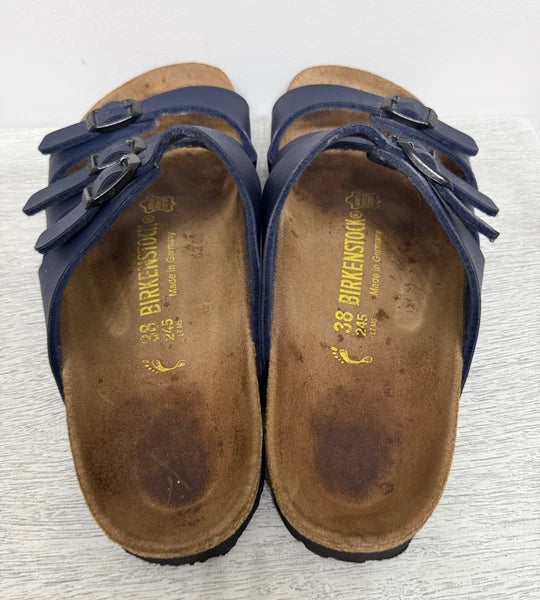 Birkenstock FLORIDA 3 Multi-strap Sandal BLUE Soft Footbed NWOT Size 38 W7 M5