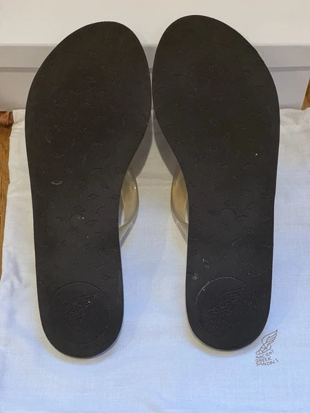Ancient Greek Sandals Saionara Jelly/Leather Flip-Flops, Clear Straps, EU 41