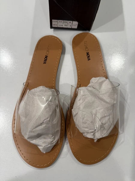 Fashion Nova "Are We Clear" Sandal Slide Clover 135A Size 9 Clear Jelly NEW
