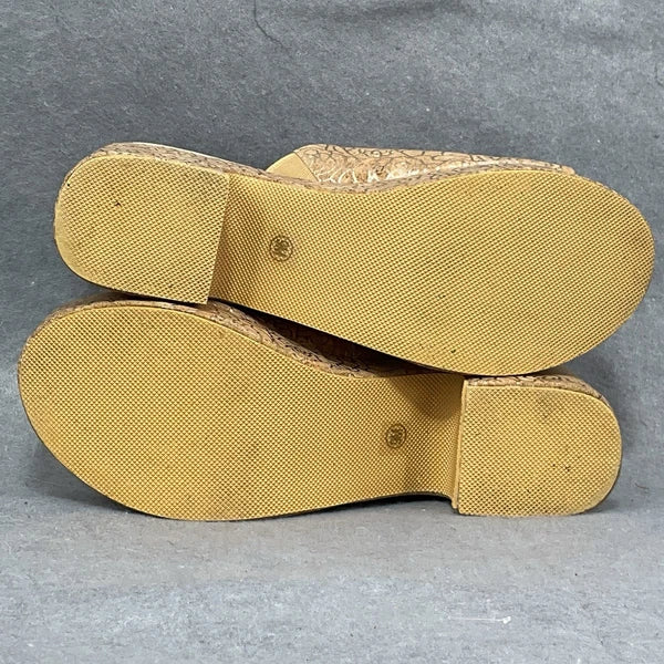 Beach By Matisse Wedge Sandal Platform Slide Size 9 Gold Floral Cork Open Toe