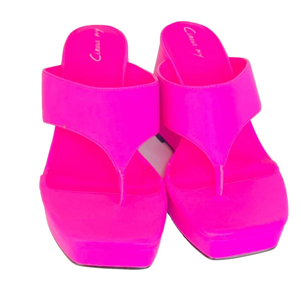 Bright pink platform flip flops sandals 8.5 CIRCUS SAM EDELMAN shoes Y2K style