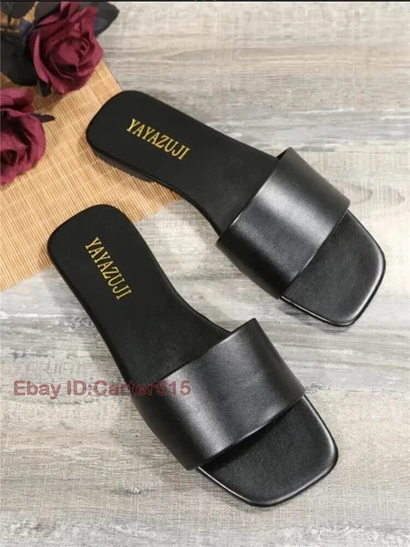 Fashion Single Band Slide Sandals Slipper Summer New Sandy Beach Flat Shoes