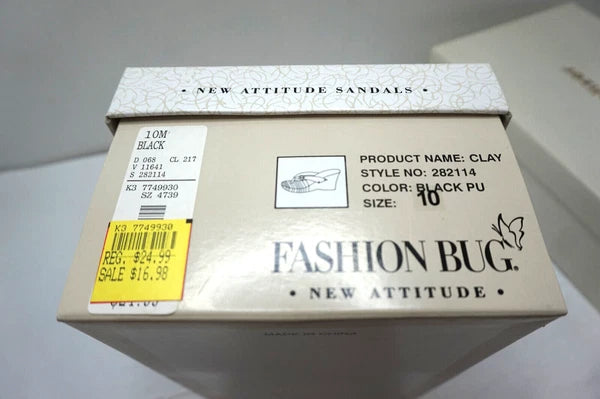 VINTAGE PLATFORM WEDGE SANDALS FASHION BUG  BLACK WOMENS SHOES 10 NEW BOX