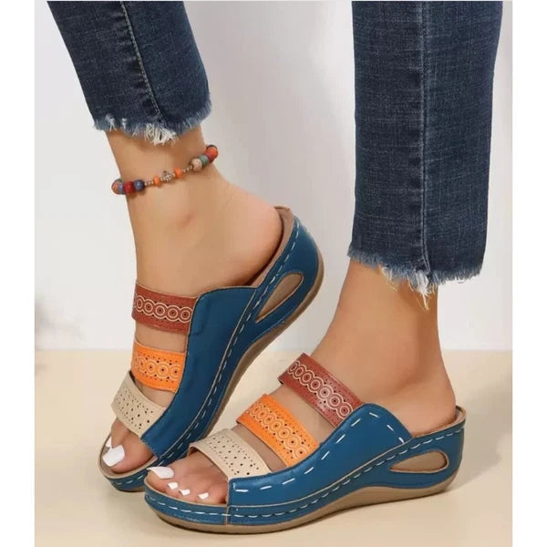 Colorblock Wedge Slide Sandals Fashion Summer Sandals Womens Size US 7 (EUR 38)