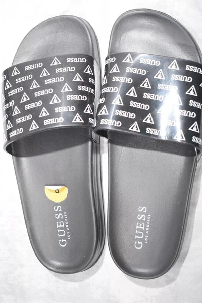 Guess Black Logo Slide Sandals, Size 8, Comfortable Slip-On Style