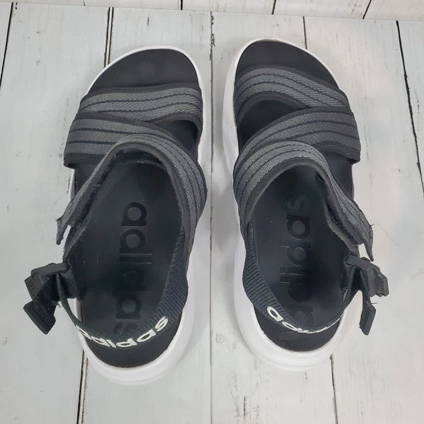 Adidas 90s Style Sandal Slides Women's Size 7 Black White Comfy Straps Stretch