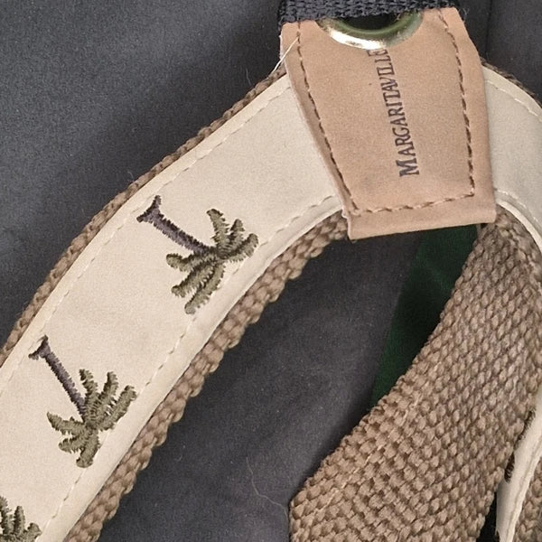 Lot 2 Margaritaville Flip Flops Breezy Wedge Style Tan & Green Palm Trees Size 8