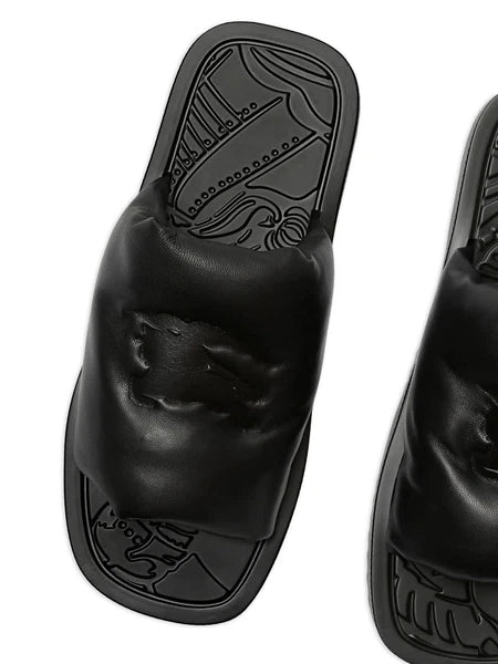 Burberry EKD Slab Leather Slides, Brand Size 36 ( US Size 6 )