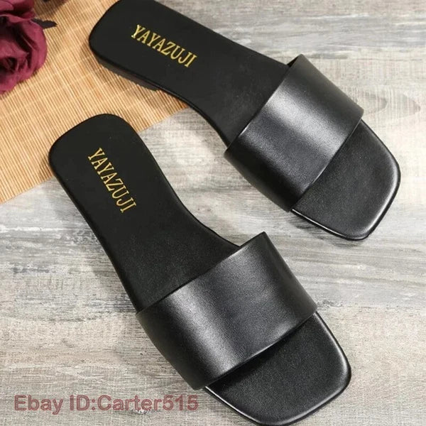 Fashion Single Band Slide Sandals Slipper Summer New Sandy Beach Flat Shoes