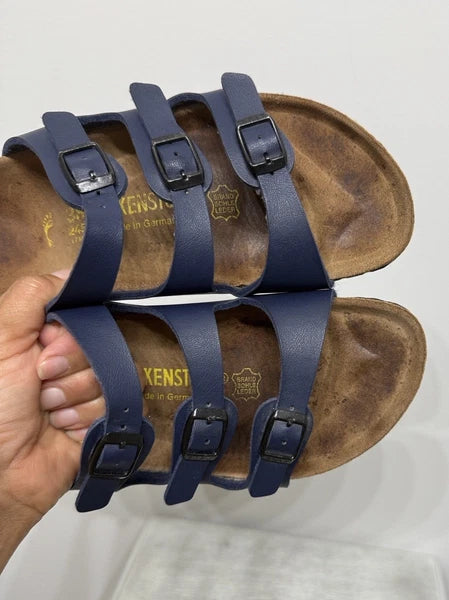 Birkenstock FLORIDA 3 Multi-strap Sandal BLUE Soft Footbed NWOT Size 38 W7 M5