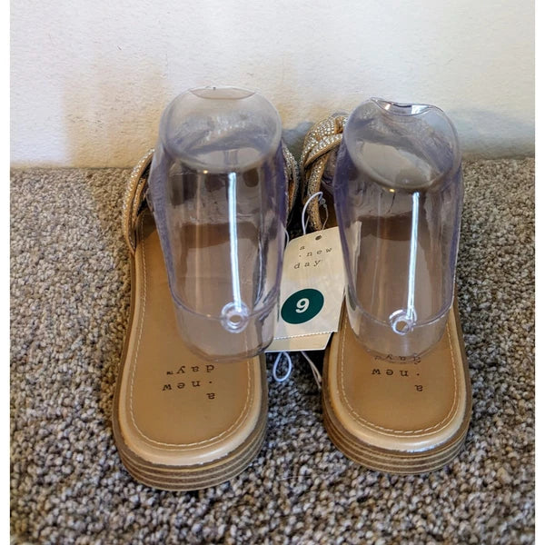 A New Day Rhinestone Braided Slide Sandals Sparkly Flats Size 9 NWT