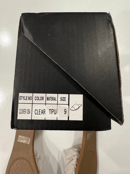 Fashion Nova "Are We Clear" Sandal Slide Clover 135A Size 9 Clear Jelly NEW