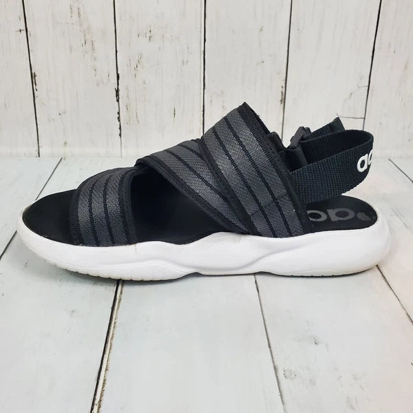 Adidas 90s Style Sandal Slides Women's Size 7 Black White Comfy Straps Stretch