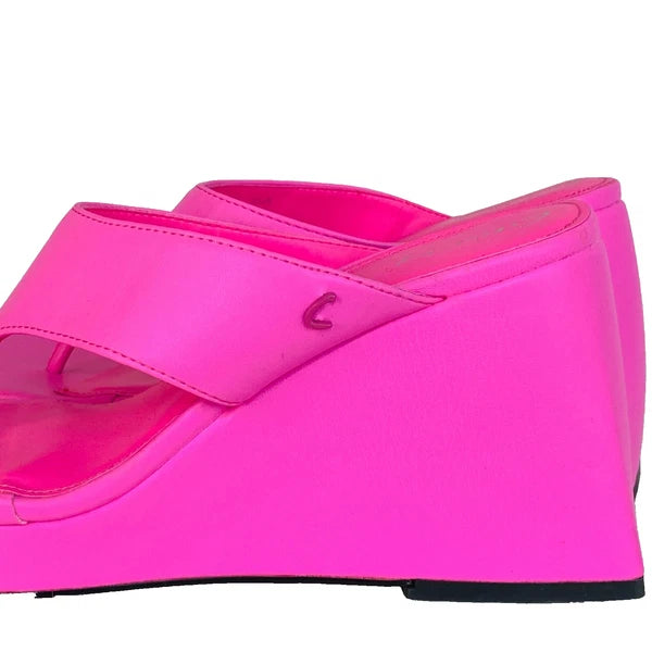 Bright pink platform flip flops sandals 8.5 CIRCUS SAM EDELMAN shoes Y2K style