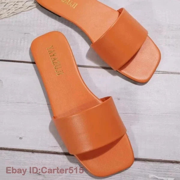 Fashion Single Band Slide Sandals Slipper Summer New Sandy Beach Flat Shoes