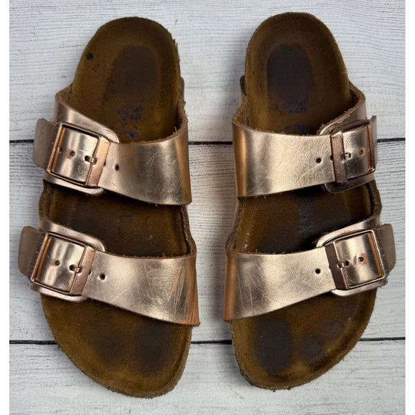 Birkenstock Arizona Rose Gold Metallic Leather Sandals EU 35 US 4-4.5 Women's