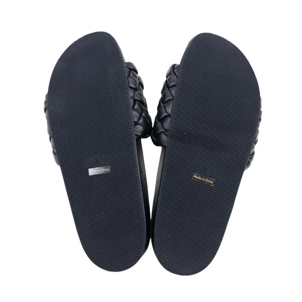 LOEFFLER RANDALL Sonnie Slides Black Woven Leather NIB Size 5B